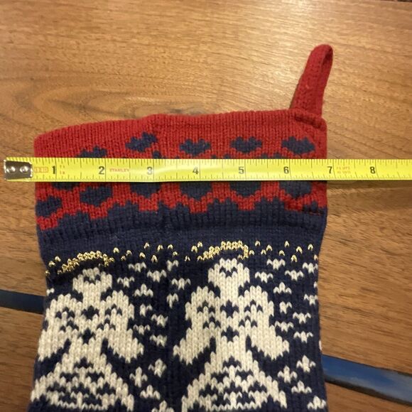 Vintage Knit Wool Stocking by Tungey Wood Wool Designs 17” Angles Red Blue Gold - Picture 7 of 7
